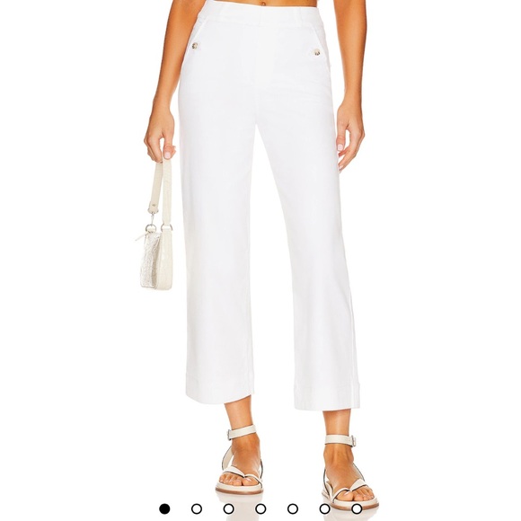 Spanx Twill Crop Wide Leg High Rise Pants White Small - Picture 4 of 10